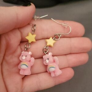 Hot Topic Care Bears Cheer Bear Fuzzy Earrings